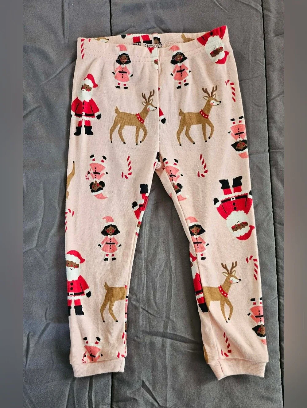 Carter's Pink Holiday Pajama Pants with Santa, Reindeer & Candy Canes